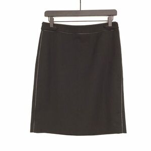 Ann Taylor Black Pencil Skirt w/Faux Leather Piping Career EUC Women's 6